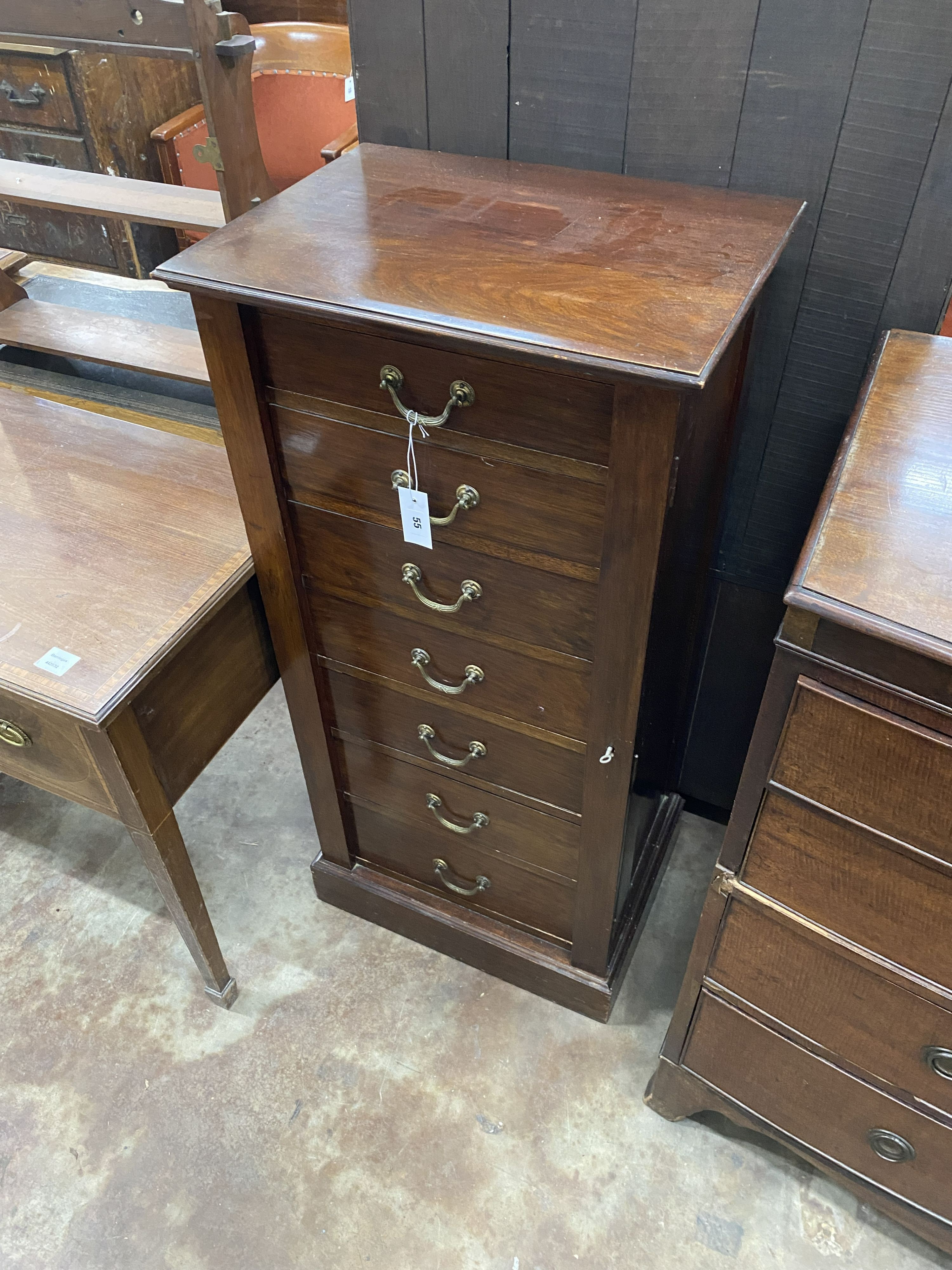 A 20th century mahogany Wellington chest, width 55cm, depth 41cm, height 114cm